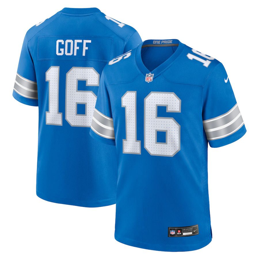 Men Detroit Lions #16 Jared Goff Nike Blue Game NFL Jersey